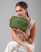 Solid Cotton Dobby Crossbody Sling Bag with Printed Lining