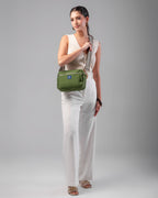 Solid Cotton Dobby Crossbody Sling Bag with Printed Lining