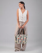 Printed Canvas Medium Shoulder Tote Bag