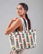 Printed Canvas Medium Shoulder Tote Bag