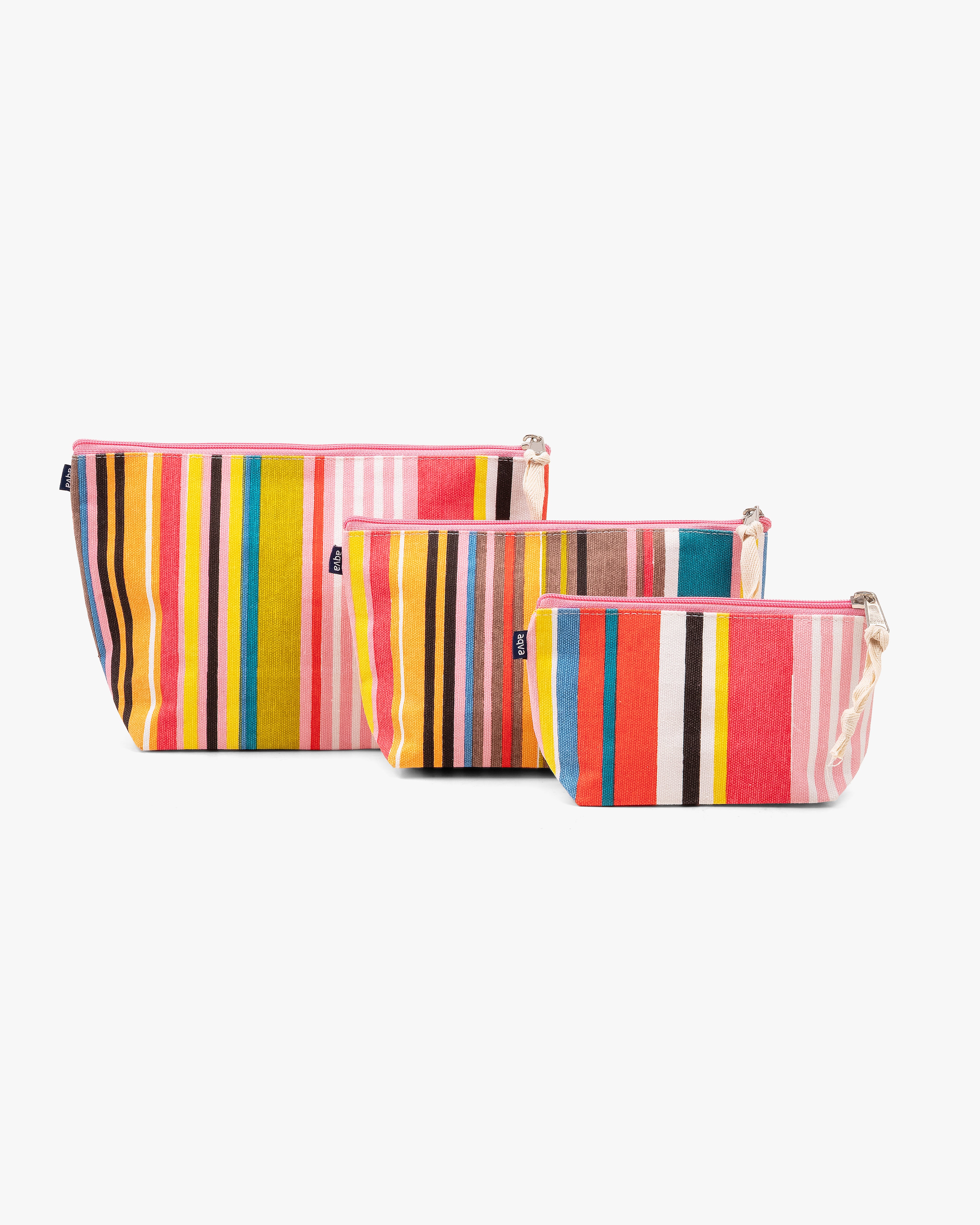 Set of 3 Printed Eco-Friendly Cotton Canvas Pouches