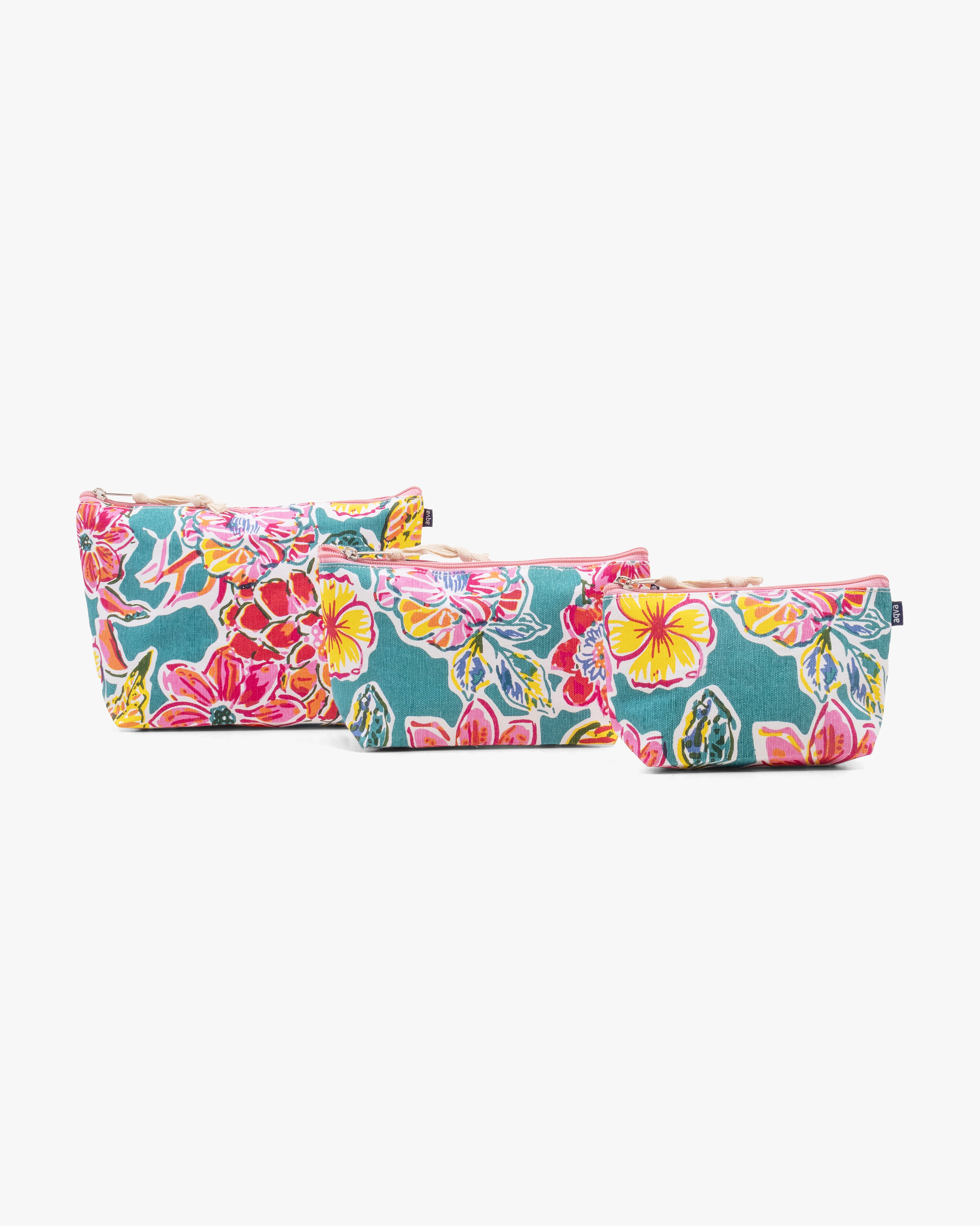 Set of 3 Printed Eco-Friendly Cotton Canvas Pouches