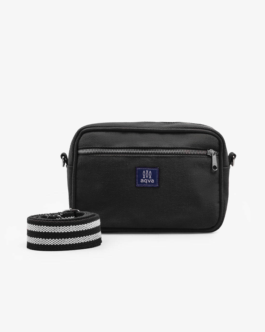 Solid Cotton Dobby Crossbody Sling Bag with Printed Lining